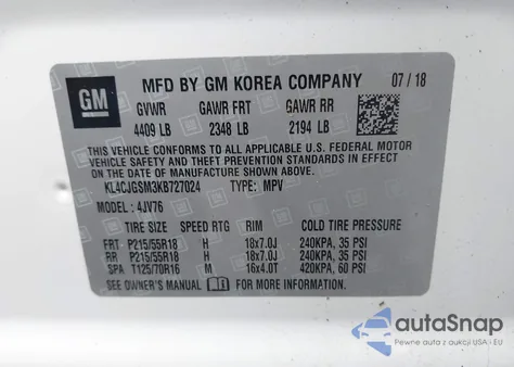 2019 Buick Encore Awd Essence from USA, damaged, VIN KL4CJGSM3KB727024